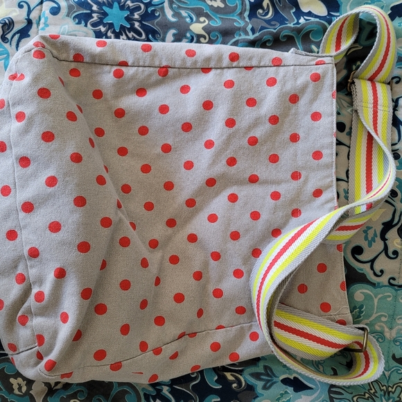 Gap crossbody tan/gray with orange polka dot large beach bag - Picture 4 of 12